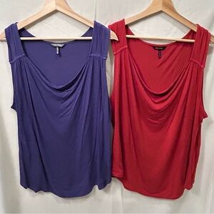 Daisy Fuentes set of Purple and Red cowl neck Tank Tops